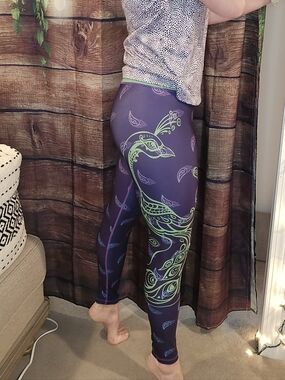 Purple Peacock Print Leggings